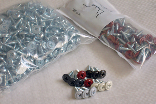 Rijako, Ltd. packaged unpainted and powder-coated mounting screws